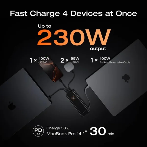EcoFlow RAPID Pro Power Bank (20,000mAh, 230W, 100W Built-in Cable